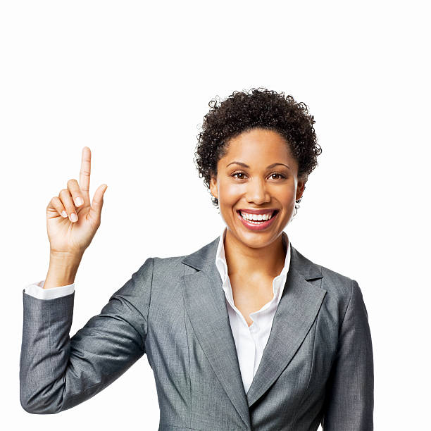istock Businesswoman Pointing Upwards - Isolated 184321478