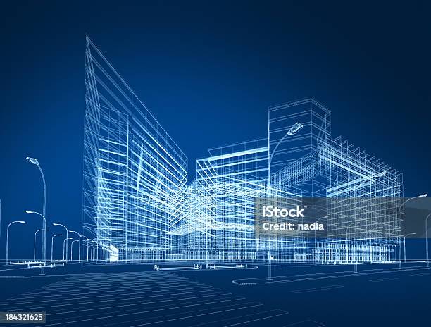 3d Architecture Abstract Stock Photo - Download Image Now - Construction Industry, Building Exterior, Blueprint