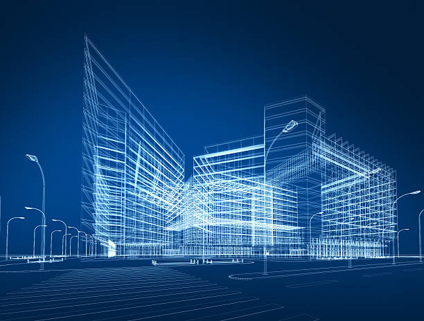 3 d abstrato arquitectura - cópia heliográfica imagens e fotografias de stock