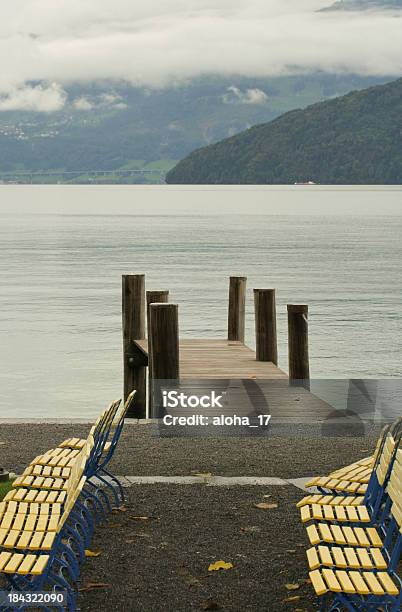 Pier Chairs And Lake Stock Photo - Download Image Now - Beauty In Nature, Blue, Chair