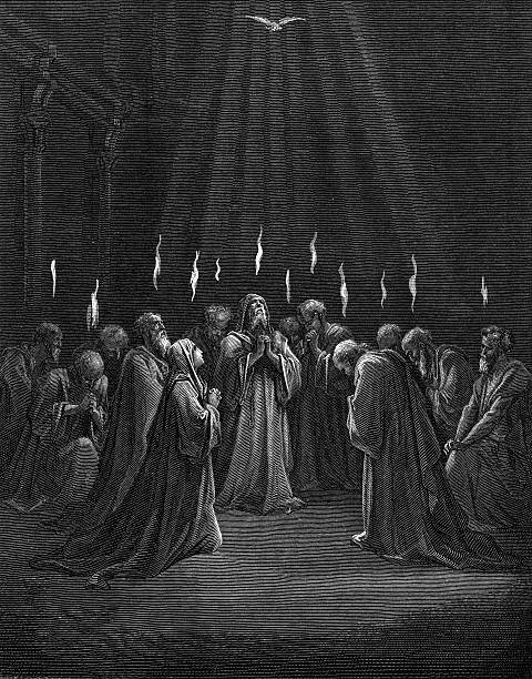 the pentecost - penitente people stock illustrations