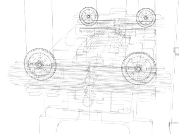 Close-up of the wheels of the mobile stand for filming equipment
