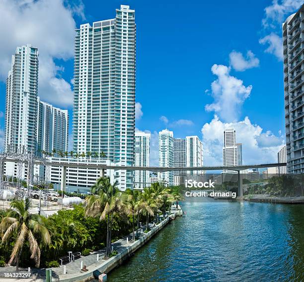 Río Paisaje De La Ciudad De Miami Con Condominios Que Salza Imponente Sobre Palms Foto de stock y más banco de imágenes de Río Miami - Florida