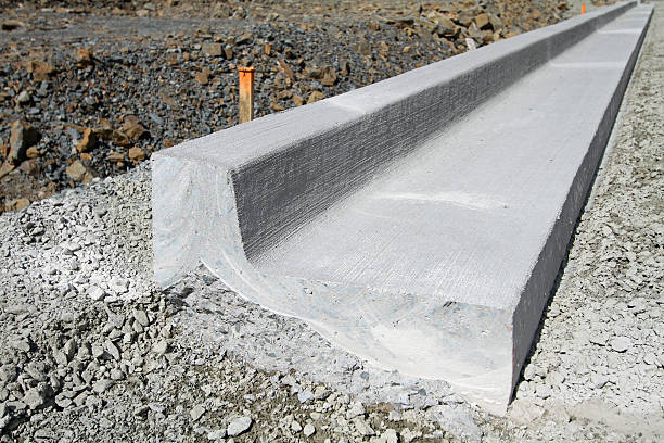 Concrete Curb Construction,  Cross Section stock photo