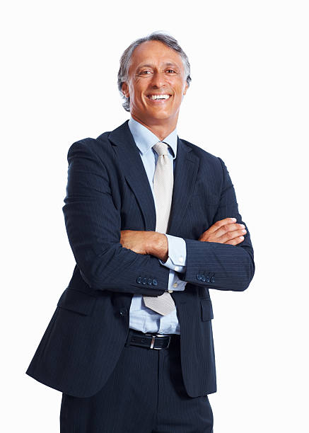 istock Smiling business man with arms crossed 184323396