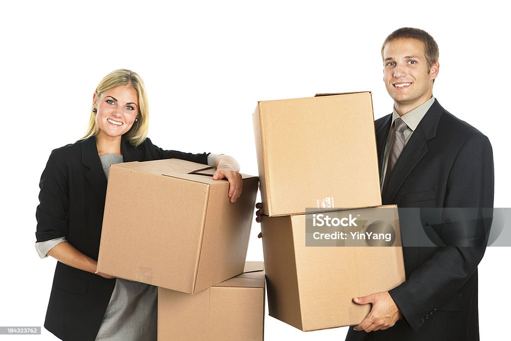 D'affaires de déménagement bureau et des boîtes en carton en mouvement - Photo de Adulte libre de droits