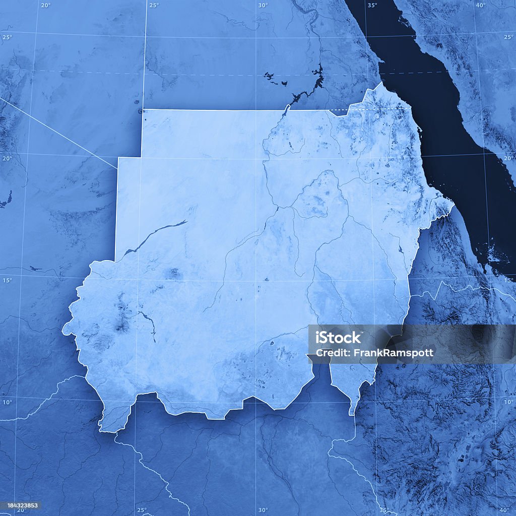 Sudan 2011 mappa topografica - Foto stock royalty-free di Sudan