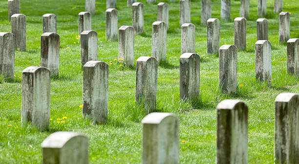 Gettysburg National Cemetery, Old Markers all in a Row Grave markers at the Gettysburg National Cemetery.I invite you to view some of my other Gettysburg Images: gettysburg national cemetery stock pictures, royalty-free photos & images