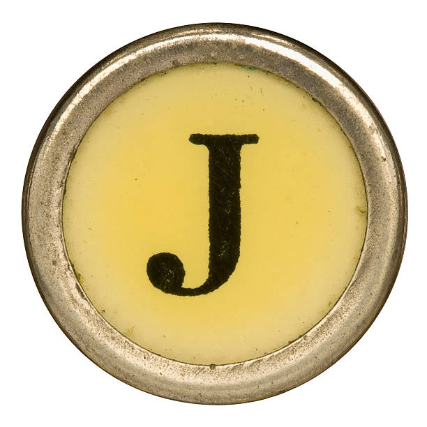 letra del alfabeto de viejo-letra j manual máquina de escribir. - letter j typescript old typewriter key fotografías e imágenes de stock