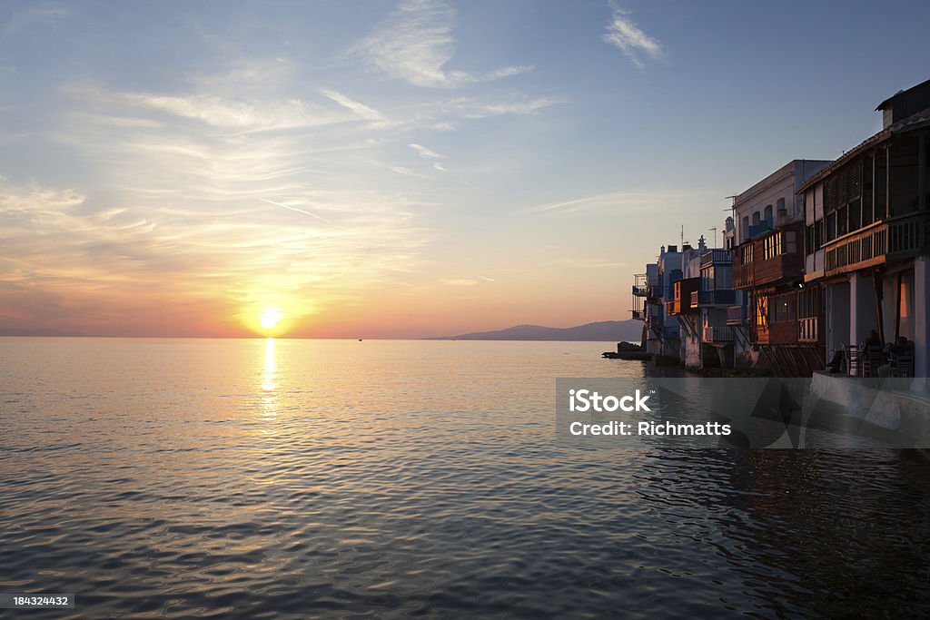 Mikonos al atardecer - Foto de stock de Míkonos libre de derechos