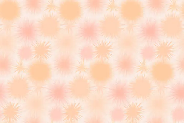 Vector illustration of Gentle Peach Fuzz Toned Dandelions. Vector Seamless Pattern. Delicate Wrapping Paper and Fabric.