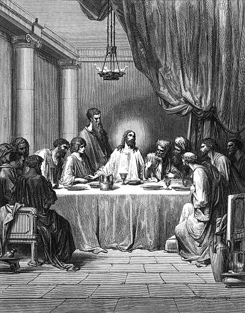 Illustration in black and white of the Last Supper [url=http://www.istockphoto.com/file_search.php?action=file&lightboxID=11047139][img]http://img-fotki.yandex.ru/get/5809/5232617.2/0_702d2_40b270_orig[/img][/url]


Jesus and the disciples at the Last Supper.

John 13

illustration was published in "bible or books of new testament and old testament"(1875) 
scan by Ivan Burmistrov

[url=http://www.istockphoto.com/file_search.php?action=file&lightboxID=7375479][img]http://img-fotki.yandex.ru/get/3904/iburmistrov.2/0_3d6f4_63c43c71_orig[/img][/url] last supper stock illustrations
