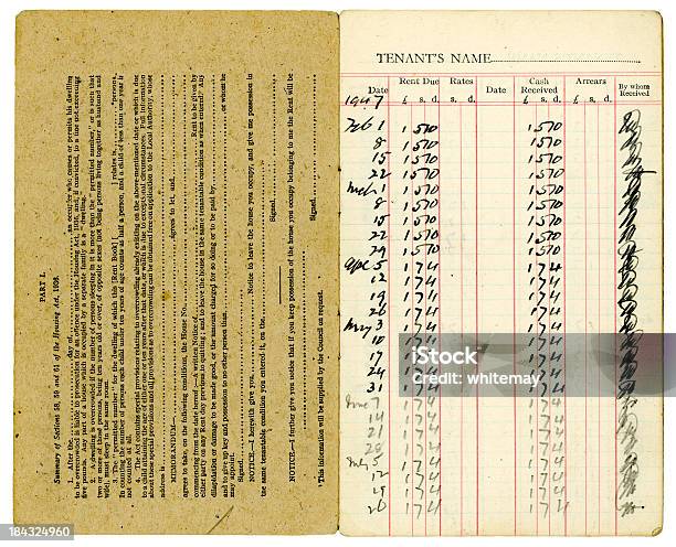 Photo libre de droit de Vieux Livre Britannique Louer 1947 Devant À Lintérieur banque d'images et plus d'images libres de droit de D'autrefois