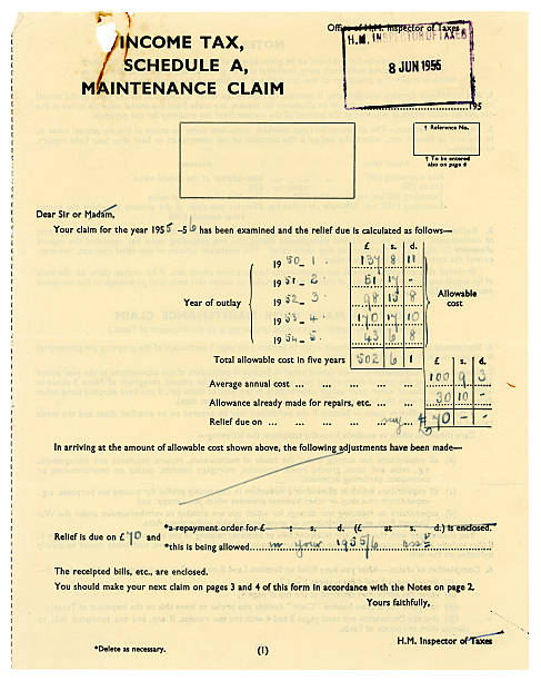 istock British Income Tax 'Schedule A' Maintence Claim form, 1955 184325244