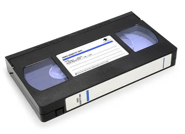 Photo of A VHS video cassette against a white background