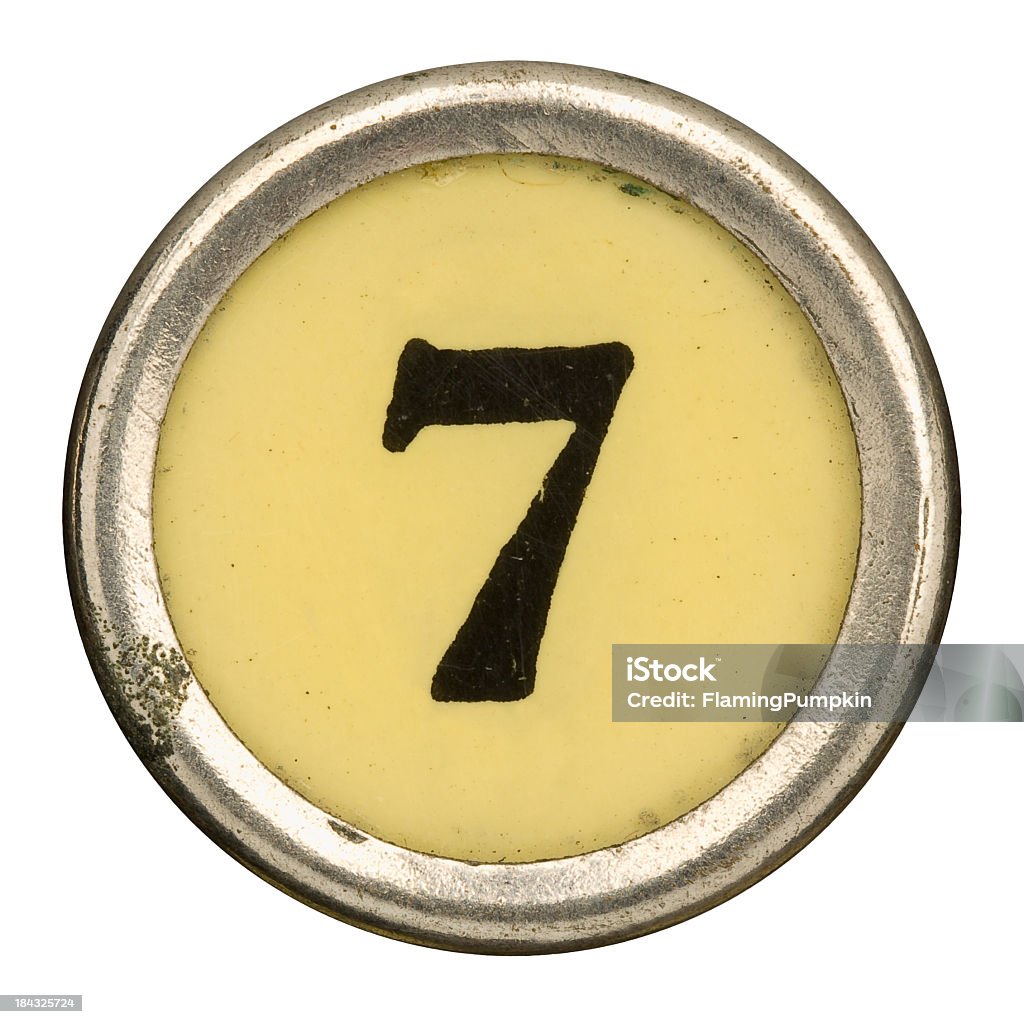 Alfabeto-numero 7 dalla vecchia macchina da scrivere manuale. - Foto stock royalty-free di Alfabeto