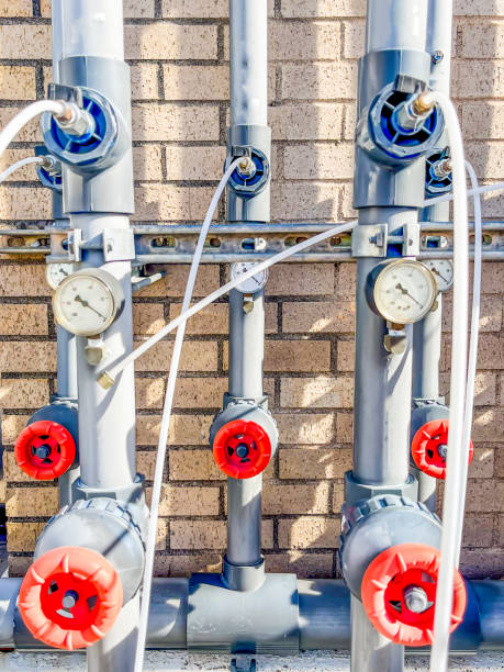 istock soil vapor extraction test well header with pressure gauge and sample line. 1843258008