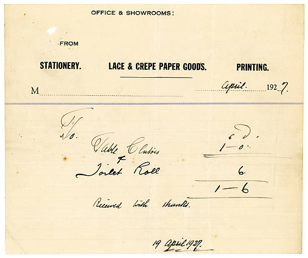 istock Bill from a paper goods supplier, 1927 184325805