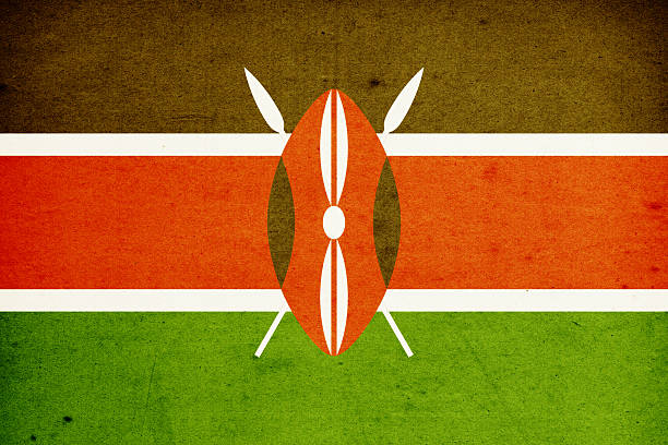 Close-up on a paper flag of Kenya with light effect and vignette. Visible paper texture for super realistic effect. Selective focus. Canon 5D Mark II and Sigma lens.SEE MORE STATE FLAGS BELOW: