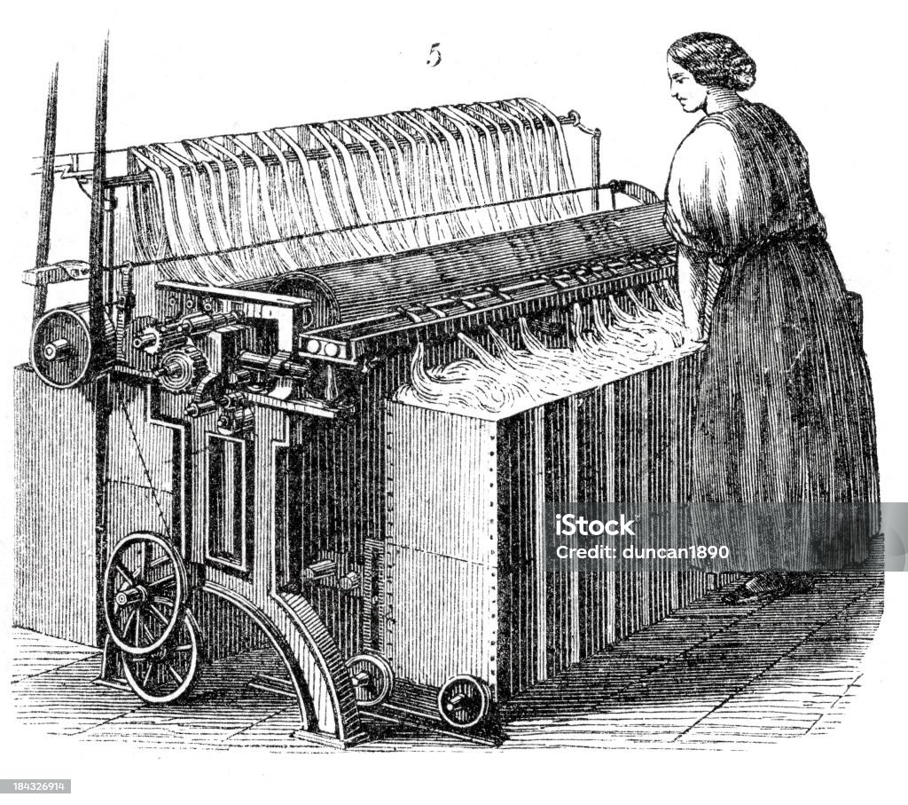 Textile Machine Invention Retro Machinery Textile Machine Stock Illustration - Download Image Now ...