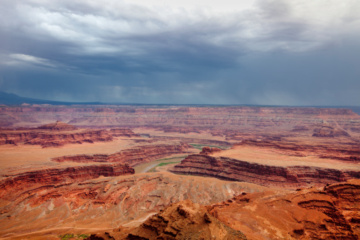 Storm clouds churn over Canyonlands National Park in southeast Utah.