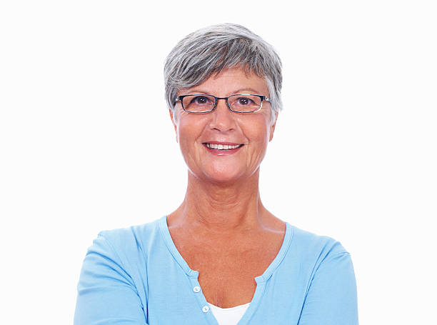 istock Smiling senior woman wearing glasses 184327435