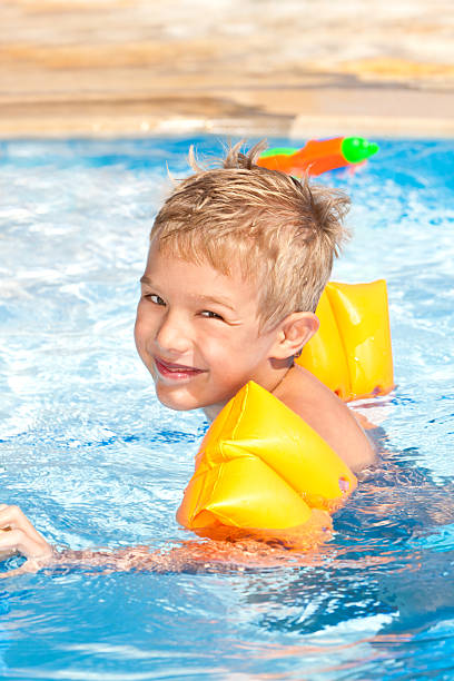 istock Little boy having fun in the pool 184327837