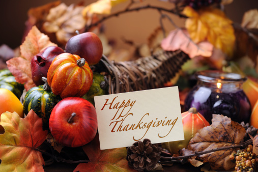 Autumn decoration with thanksgiving card - selective focus - XXXL Image