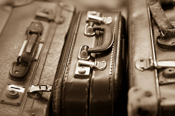 istock Vintage luggage sepia toned 184328098
