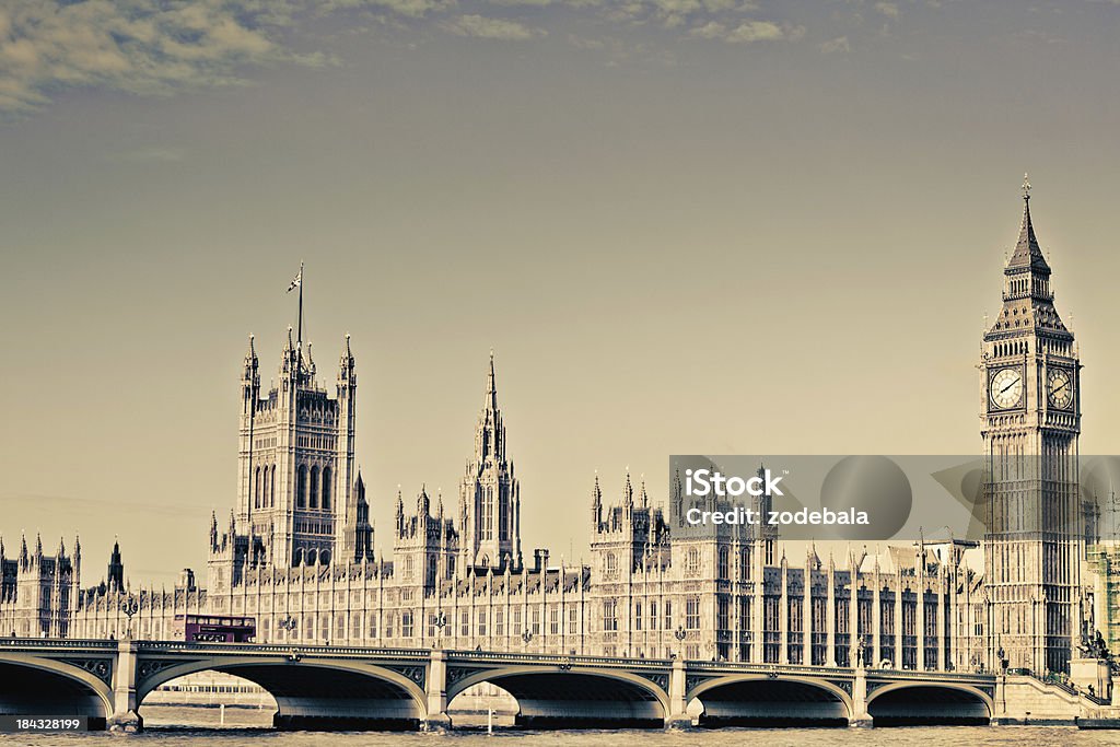 Vintage di Londra, il Big Ben e il Parlamento - Foto stock royalty-free di Londra