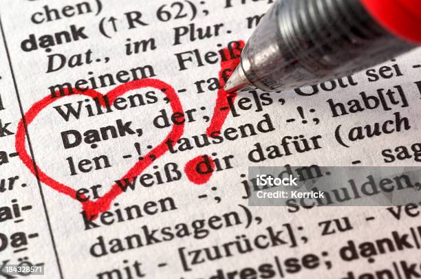 Dank German Word With Drawing Stock Photo - Download Image Now - Gratitude, Handwriting, German Culture