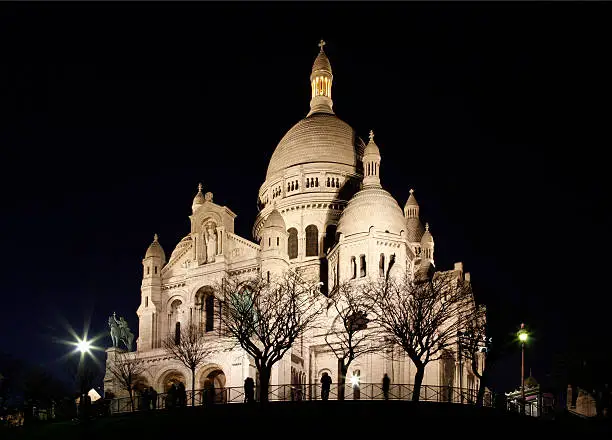 "Basilica of the Coronation Heart at night, Montmartre, Paris"