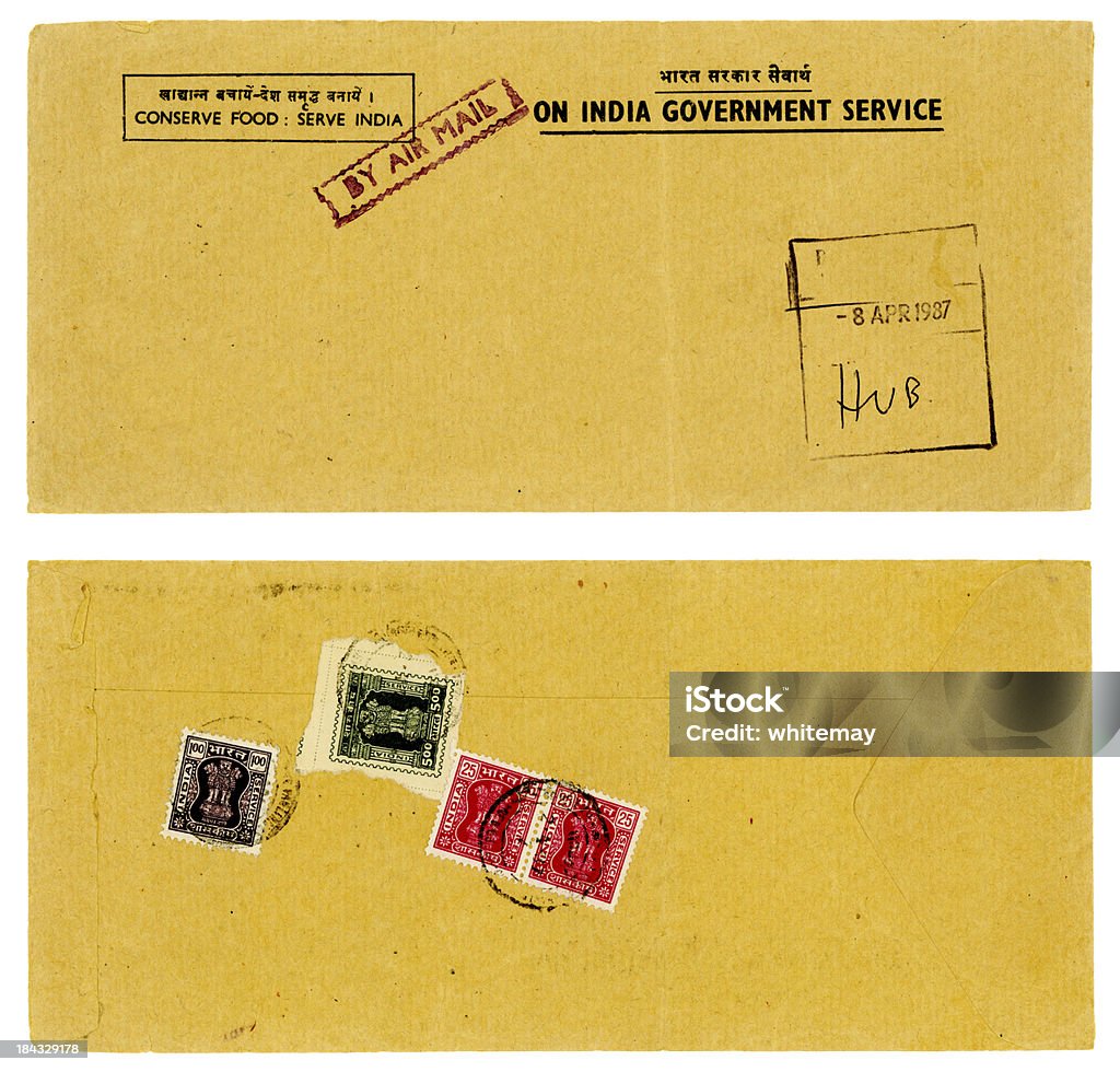Old government envelope publicadas na Índia, de 1987 - Foto de stock de 1980-1989 royalty-free