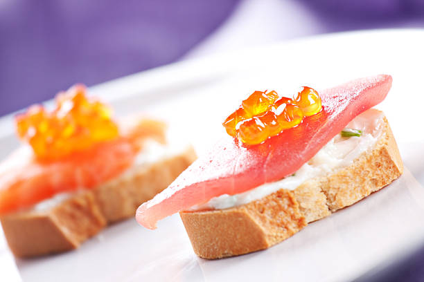 Salmon Canapes on a Baguette with Cream Cheese