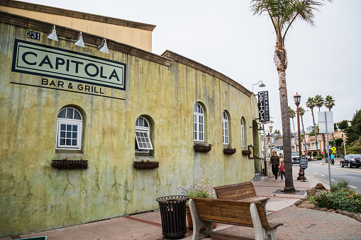 Capitola, CA - September 7, 2023: Capitola Bar and Grill at the corner of Esplanade and Stockton Avenue.