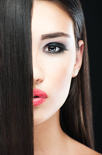 istock A photograph of a lady showing half her face 184330719