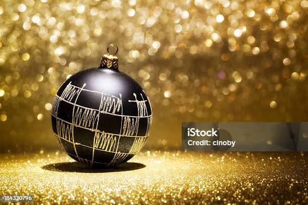 Black Christmas Bauble Stock Photo - Download Image Now - Gold - Metal, Black Color, Christmas