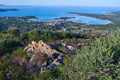 The town of Marinella, a popular tourist destination in Gallura. Sassari province. Sardinia. Italy.