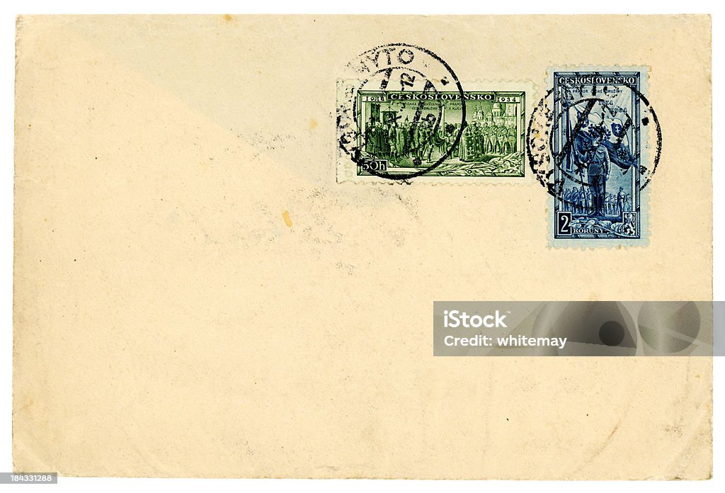 봉투, 게시일을 mark, 것으로 1930 s, 체코슬로바키아. - 로열티 프리 1930-1939 년 스톡 사진