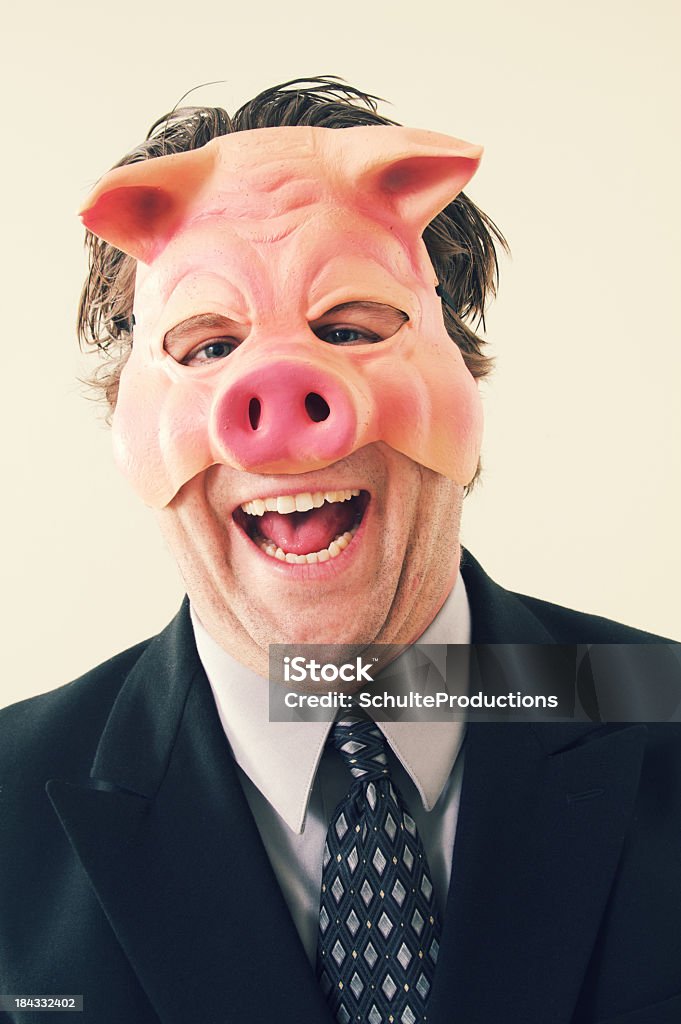 Business uomo Maschera da maiale - Foto stock royalty-free di Costume