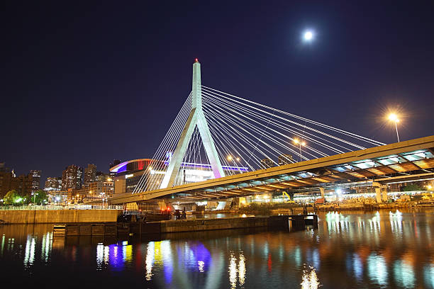 istock Full Moon over the Zakim Bridge 184332450