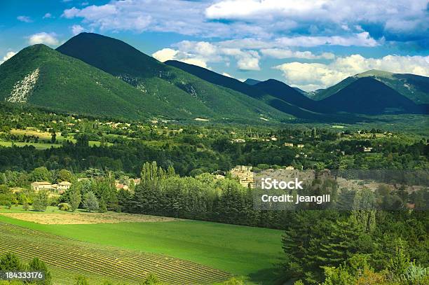 Provencal Village Nestling In Valley France Stock Photo - Download Image Now - Drome, Landscape - Scenery, Scenics - Nature