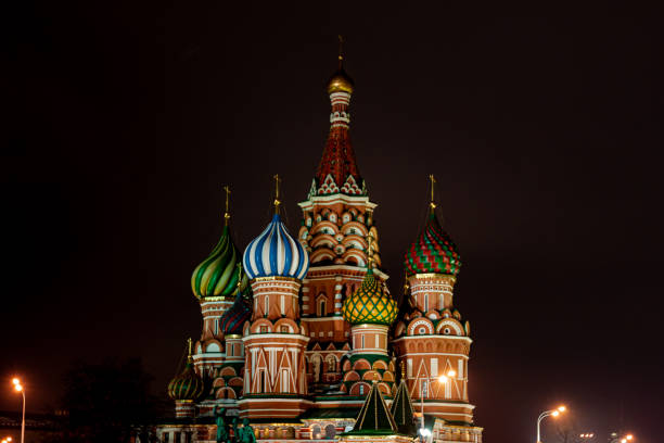 Night photo of  the St. Basil's Cathedral, Moscow