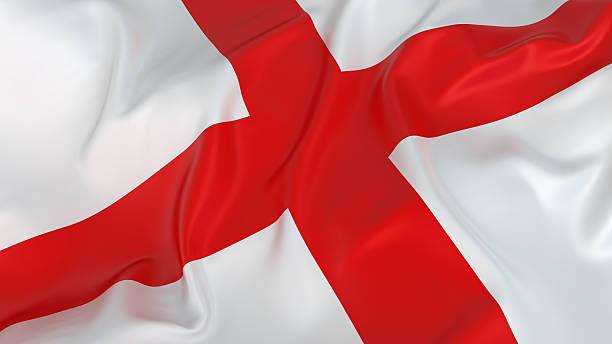 sword and white shield with red cross and flag of England isolated on white