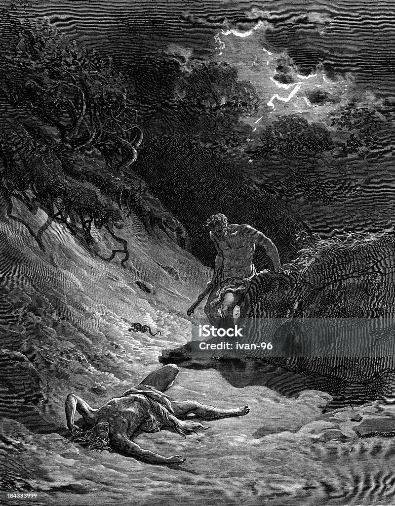 Cain убивает Abel - Стоковые иллюстрации Убивать роялти-фри