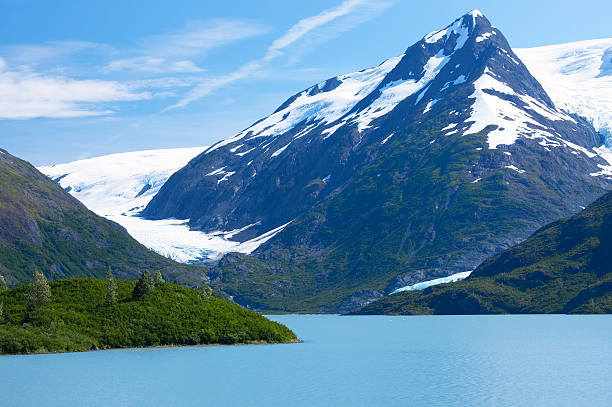 lac portage glacier dans le centre-sud de l'alaska - portage lake photos et images de collection