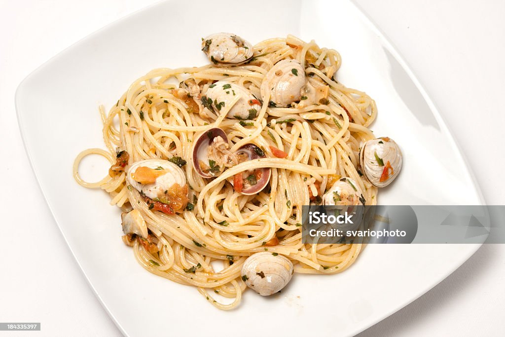 seafood spaghetti seafood spaghetti on a plate Calamari Stock Photo