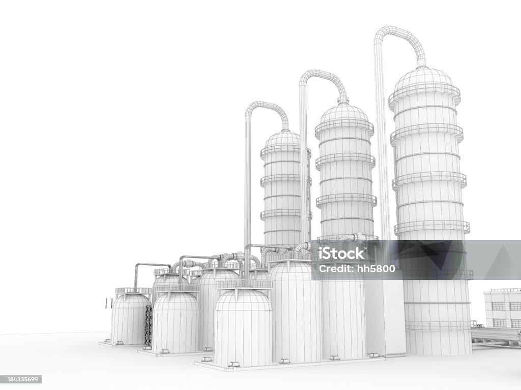 Esquisse 3D de l'industrie Stockage de carburant 4 - Photo de Croquis libre de droits