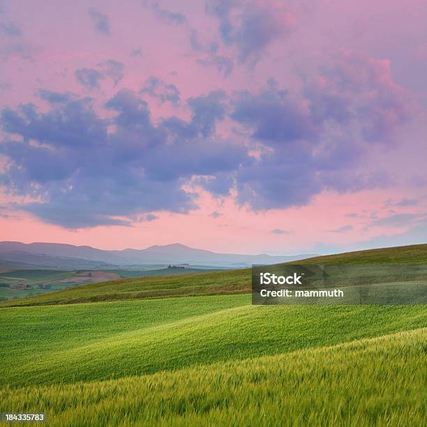 Sonnenaufgang In Der Toskana Stockfoto und mehr Bilder von Abenddämmerung - Abenddämmerung, Anhöhe, Dramatischer Himmel