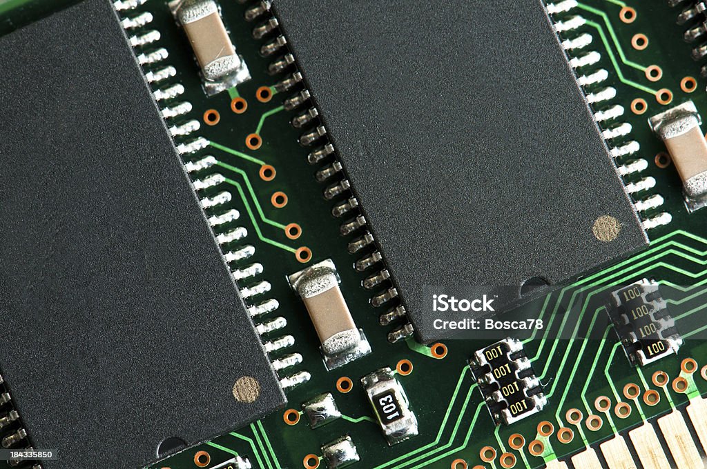 Computer Memory Chip Board Detail Stock Photo - Download Image Now ...